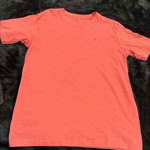 Tommy Hilfiger Coral-Red Short Sleeve Tee with Flag Logo